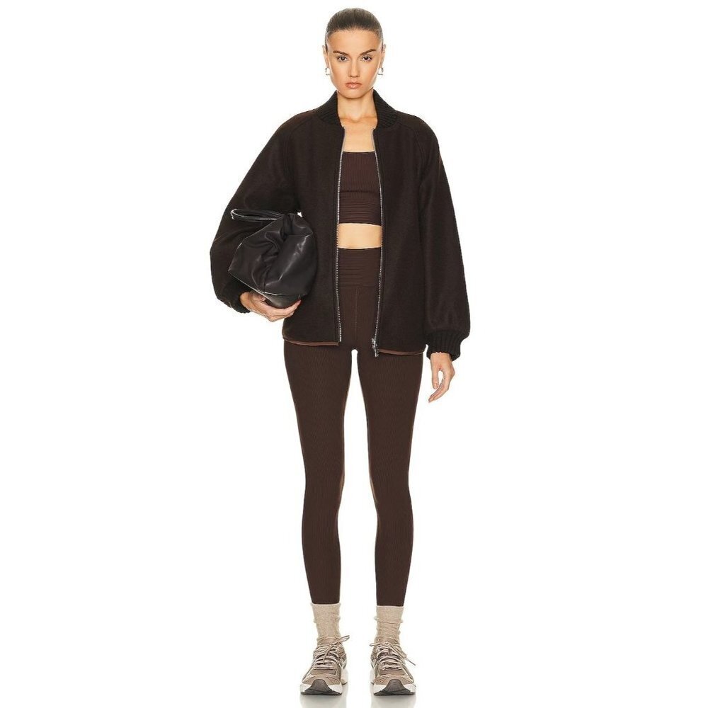 Varley Reno Reversible Quilt Jacket in Coffee Bean Small New Womens Teddy Coat